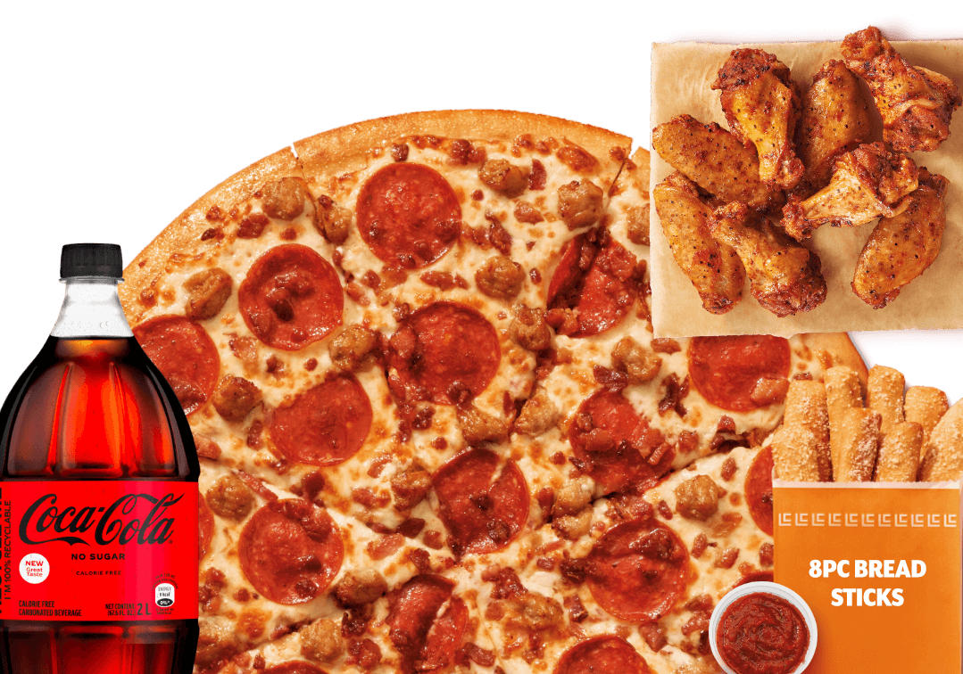 Super Meal with 3 Meat Pizza